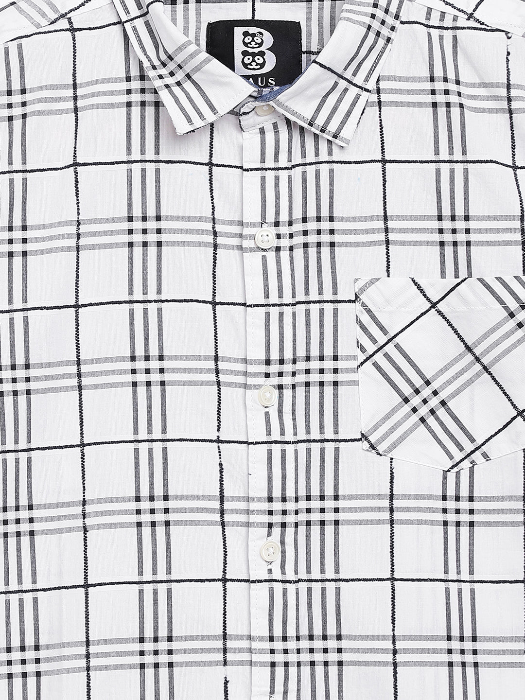 Baus White & Black Check Half Shirt - BAUS Brands