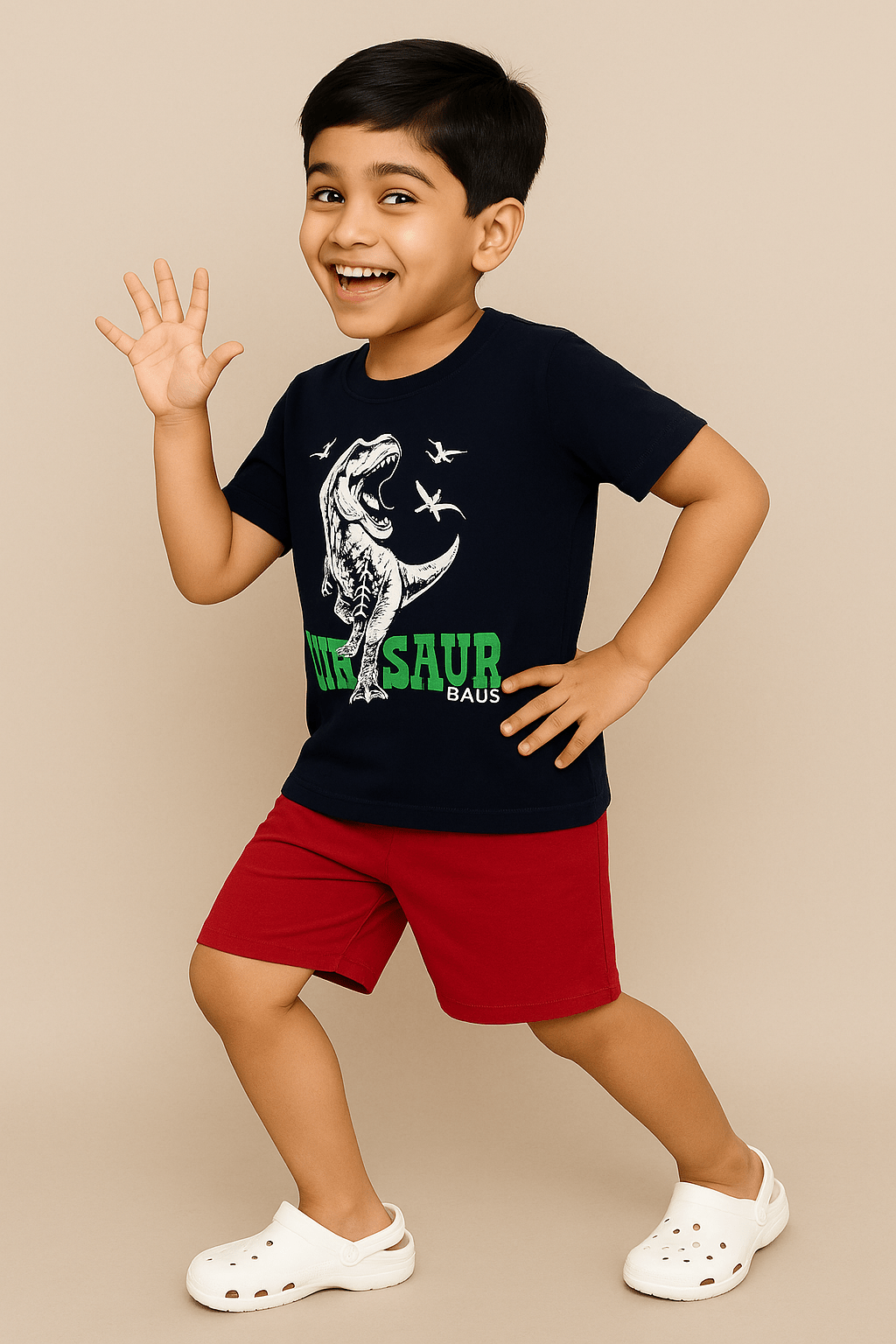 Baus Dino Print Clothing Set