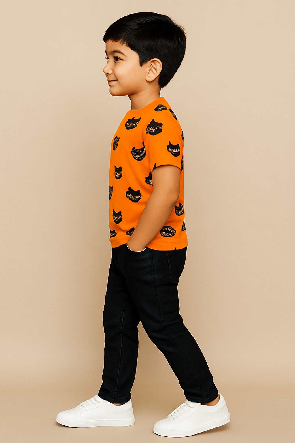 Baus Lycra Cotton Cat Face T-shirt