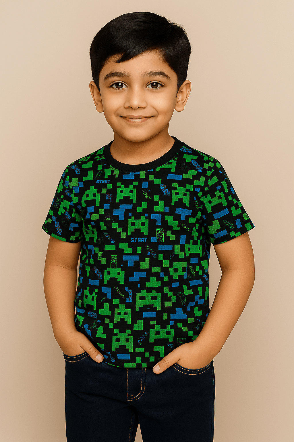 Baus Abstract Green & Blue print T-shirt