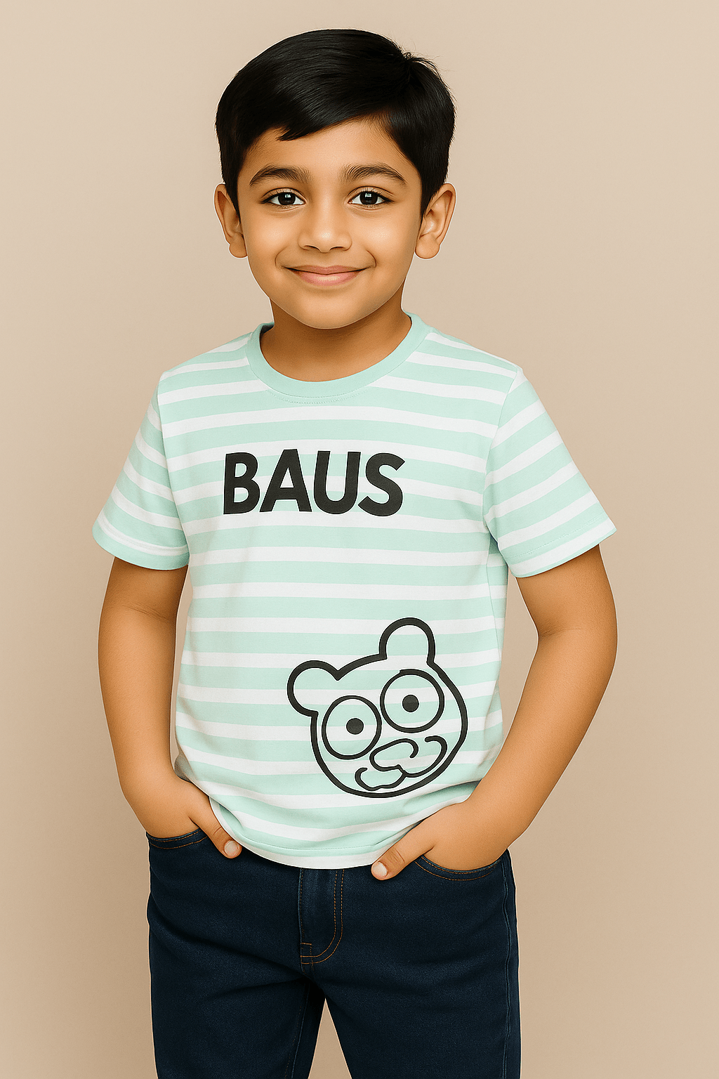 Baus Lycra Cotton Half sleeve Stripe T-shirt